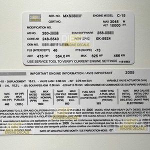 CAT C-15 Acert MXS 15.2L Diesel Engine Valve Cover Sticker Decal 2004 CUSTOM