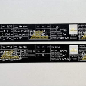 Cummins ISX 600 Engine Valve Cover Decal Sticker set 1999 BLACK Edition CUSTOM Alternative Design