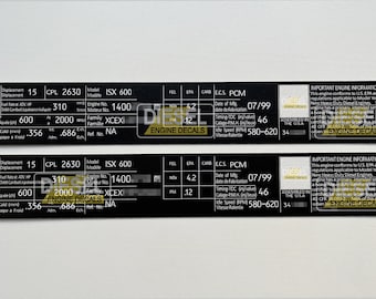 Chicumins ISX 600 Motor Ventildeckel Aufkleber Aufkleber Set 1999 BLACK Edition CUSTOM Alternatives Design