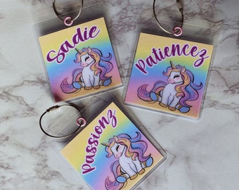 Unicorn Laminated Name Tag | Backpack tag | Lunch bag name tag | Personalized name tag | Water Resistant tag | Back to school