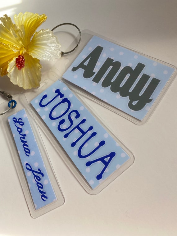  MDPrints Personalized Water Bottle Name Tags,3D Acrylic  Keychains and Luggage Tags,Name Tags for Bags, Baggage Tag (Glitter 4) :  Handmade Products