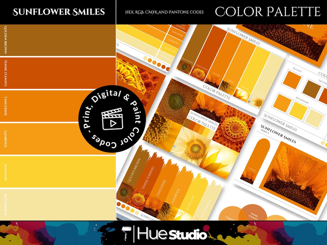Sunflower Brand Color Palette: Yellow Hex Codes, Canva Template ...