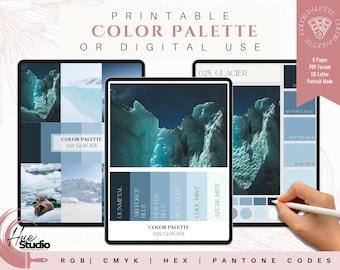 Glacier Brand Color Palette, blauw kleurenpalet, hemelsblauw kleurenpalet, blauw merkkleurenpalet, kleurenpalet met blauw, blauw en grijs