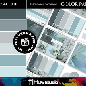 Sukkulenten Markenfarbpalette: Blau & Grau Canva Template (Digital)
