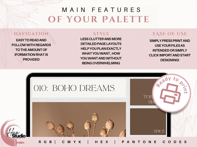 Marken-Farbpalette | Luxus-Farbpalette | Farbpalette mit CMYK, RGB & Hex Codes | Premium Farbpalette | Boho-Träume Bild 4