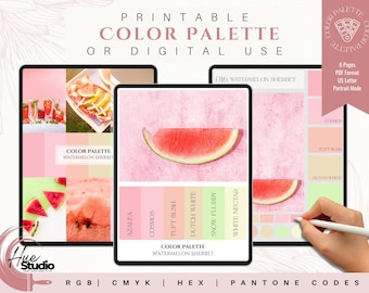 Watermelon Sherbet Color Palette, Tropical Pastels, Brand Colors (Digital Download)
