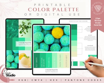 Brand Color Palette | Luxury Color Palette | Colour Palette with CMYK, RGB & Hex Codes | Premium Colour Palette | Minty Pastello