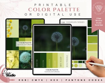 Dandelion Wishes Color Palette, Green Emerald Tones (Digital Download)