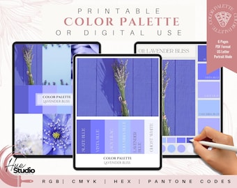 Lavender Bliss-kleurenpalet met hexadecimale codes | Digitale en gedrukte merkkleuren voor ontwerpers