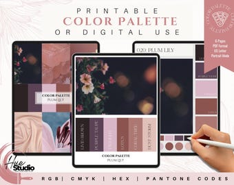 Plum Lily Markenfarbpalette: Purple, Beige, Hex, RGB, CMYK (Digitaler Download)