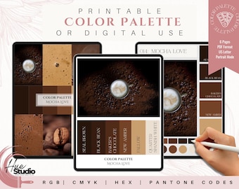 Paleta de colores de marca / Paleta de colores de lujo / Paleta de colores con códigos CMYK, RGB y hexadecimales / Paleta de colores premium / Amor moca
