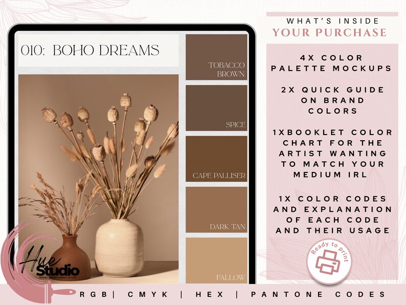 Marken-Farbpalette | Luxus-Farbpalette | Farbpalette mit CMYK, RGB & Hex Codes | Premium Farbpalette | Boho-Träume Bild 2