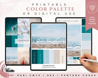 Brand Color Palette | Luxury Color Palette | Colour Palette with CMYK, RGB & Hex Codes | Premium Colour Palette | Turquoise Clarity