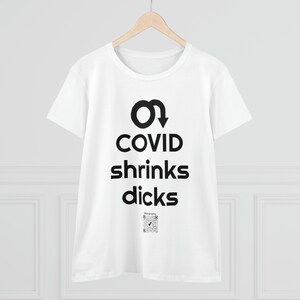 COVID shrinks d1cks femme fit Tshirt QR links to scholarly articles. Its science. image 2