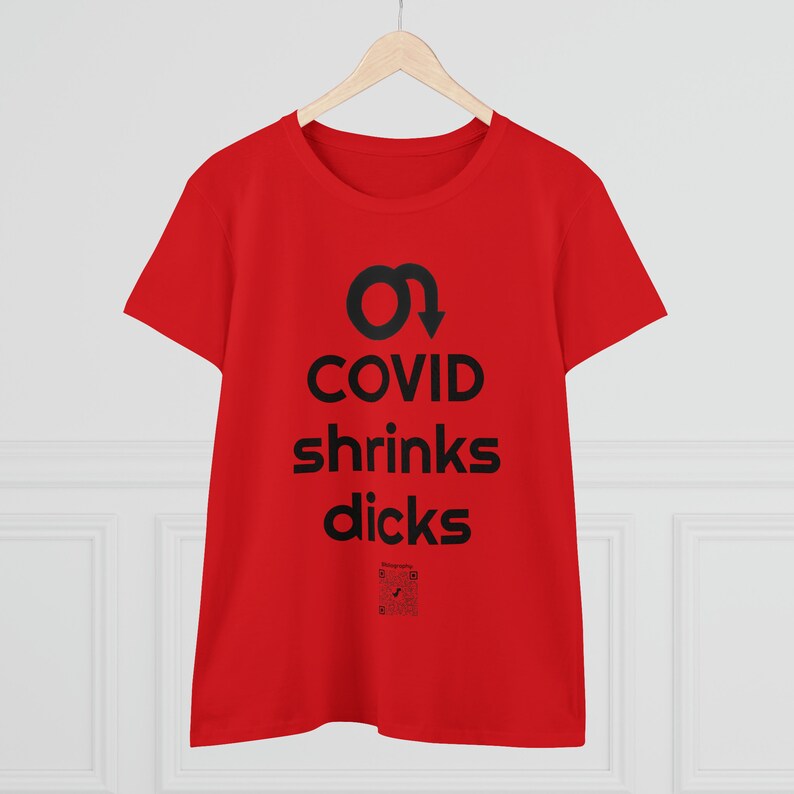 COVID shrinks d1cks femme fit Tshirt QR links to scholarly articles. Its science. image 4