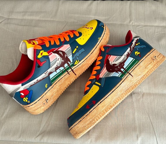 ブランデー chuckie Converse Mens M7 W9 High Top All Star Shoes Custom Airbrush