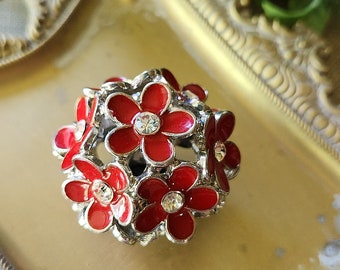 Magnete a forma di fiore rosso Divertente accessorio decorativo per organizzatore di frigorifero da cucina riproposto a mano, originale e funky