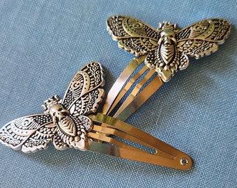 Skull Moth Gothic Hair Clips Handmade Hair Accessories Hair Jewelry Bookmarks Snap Clips