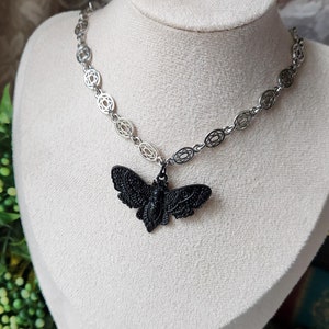 Gothic Skull Moth Choker | Adjustable Necklace | Halloween Costume Accessory | Witch Costume | Victorian Gothic | Artisan Handcrafted