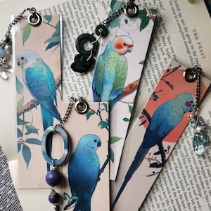 Tropical Bird Bookmarks | Handmade Cardstock Book Marker | Book Club Gift | Vintage Jeweled Tassel | Bird Watcher Gift | Parrot Birds