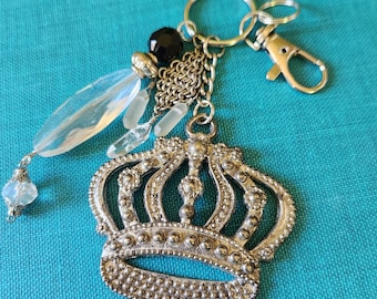 Royal Crown Purse Charm | Jeweled Keychain | Vintage Jewelry | Handbag Accessory | Bag Bling | Birthday Presents | Diva Gift | Best Friends