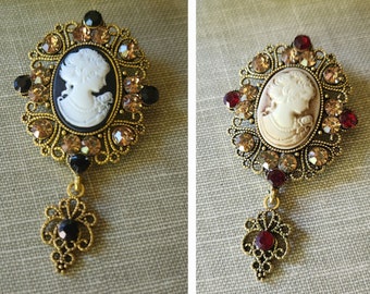 Victorian Style Cameo Brooch Beautiful Accessory Elegant Pin Junk Journal Embellishments