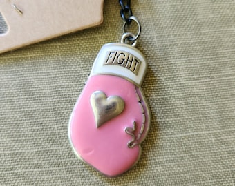 Cancer Awareness Boxing Glove Pink Keychain Purse Bag Charm