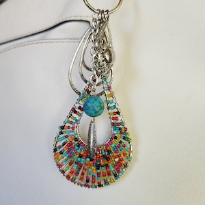 Multicolor Beaded Purse Flair | Bag Charm | Jeweled Keychain | Handbag Bling | Boho Chic | Birthday Present | Handcrafted Purse Charm
