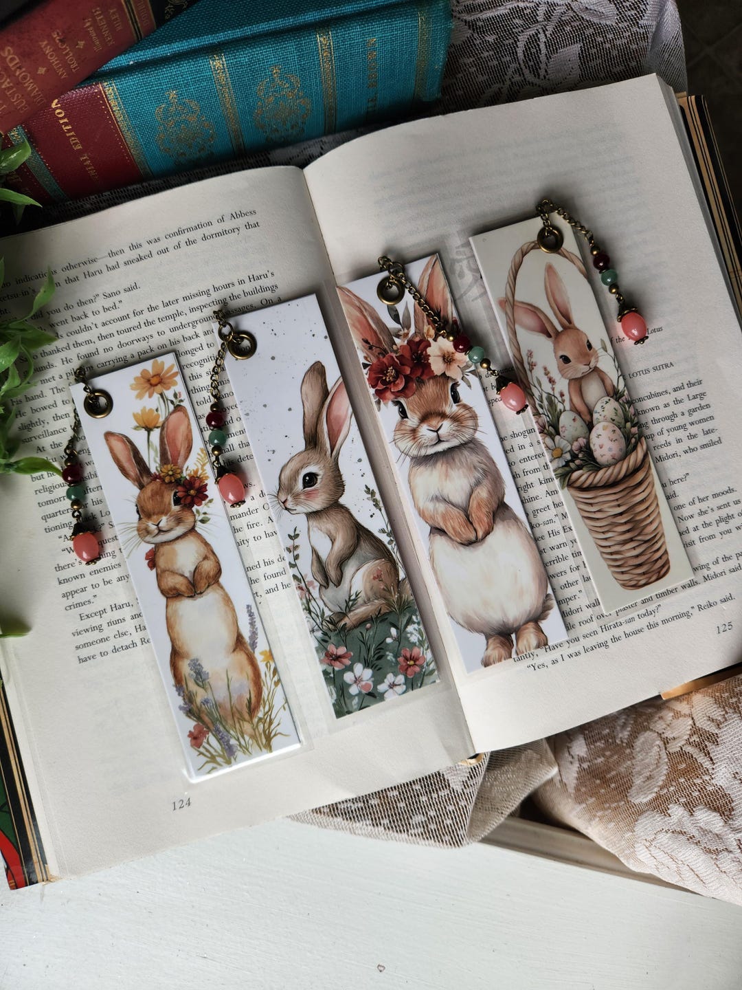 Bunny Rabbit Easter Bookmark: Boho Jeweled Tassel Book Accessory | Book ...