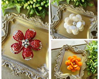 Surtido de imanes de flores vintage joyería recuperada hecha a mano Rhinestone cocina decoración organización accesorios