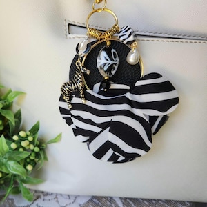 African Zebra Purse Charm | Bag Bling | Safari Theme | Handbag Accessories | Gift Idea | Vintage Charms | Handmade Design | Birthday Gift
