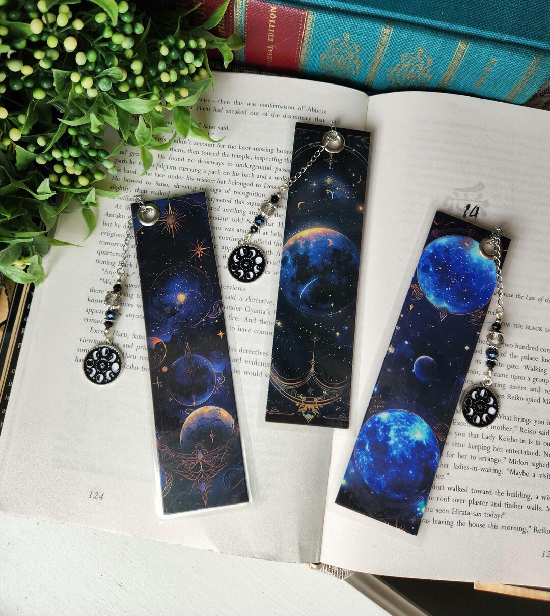 Celestial Moon Phases Bookmark | Astronomy Art | Vintage Jewelry Tassel ...