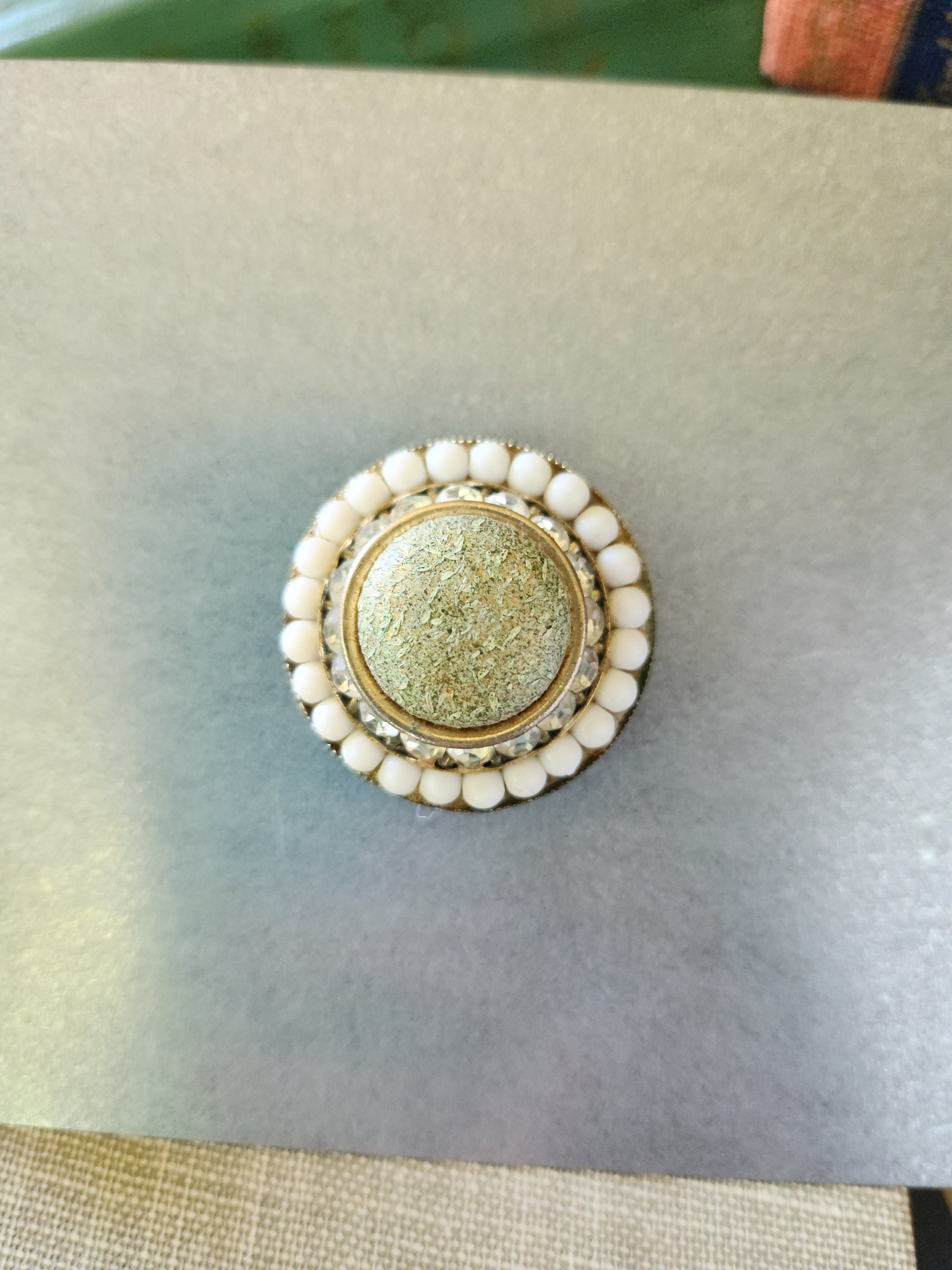 Vintage Rhinestone Jeweled Magnet: Upcycled Fridge Decor