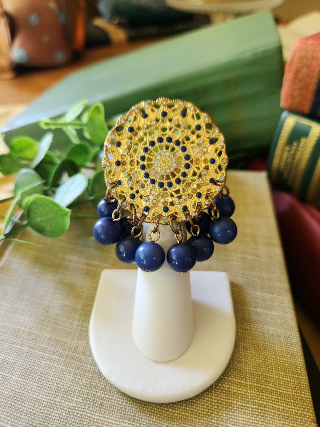 Belle Broche Vintage Filigrane Or Et Cristaux - Bijou Ancien Et Unique - Modèle 2295