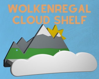 Berge Sonne und Wolken - Regal zum Selber bauen/machen DXF PDF Datei zum Schneiden/Sägen oder CNC-Fräsen für Kinder im Kinderzimmer