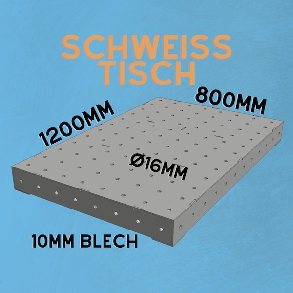 Welding table 1200x800x112 / hole group 100x100 Ø16mm / sheet thickness 10 mm DXF file for cutting and welding - build it yourself