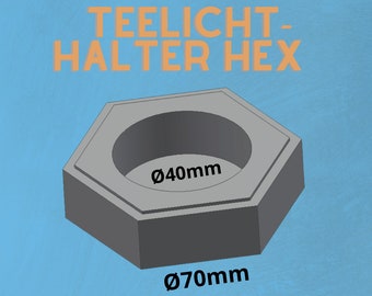 Teelichthaler HEX - DXF Datei zum Selber Fräsen aus Holz oder Ausschneiden mit Schablone