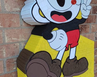 Piñata de Cuphead hecha a mano: 24 pulgadas Lista para dulces o decoración de fiesta