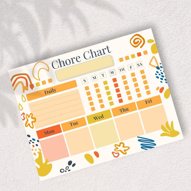 Printable Chore Chart & Reward Chart (vibrant) - Etsy