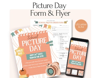 School Photo Order Form and Picture Day Flyer, Editable School Photo Package, Preschool Photos Form, School Picture Pricing Template