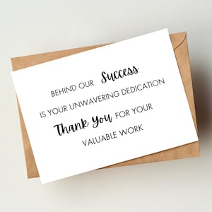 Agradecimiento a los empleados, Tarjeta de agradecimiento al personal, Reconocimiento de empleados imprimible, Tarjeta de regalo corporativa