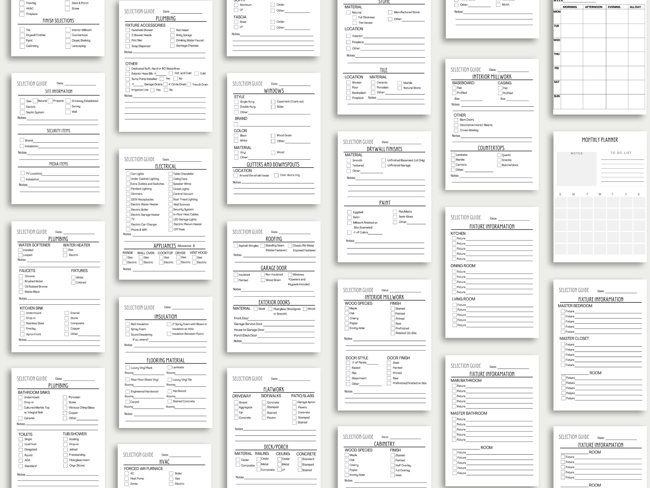 Editable Detailed Home Construction Selections Printable, Home Project ...