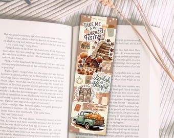 Harvest Festival Sticker Collage Bookmark, Fall Aesthetic Bookmark, Cozy Autumn Vibes, Bookish Gift for Readers, Match your Kindle Insert