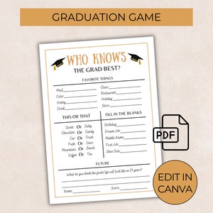 Who Knows the Grad Best Game, How Well Do You Know the Graduate Party Game, Fun Party Activity for Graduation Celebrations