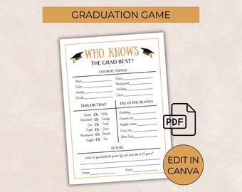 Who Knows the Grad Best Game, How Well Do You Know the Graduate Party Game, Fun Party Activity for Graduation Celebrations