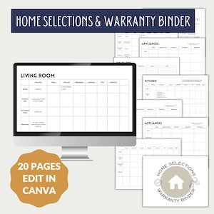 Home Construction Selections & Warranty Binder, Room by Room Home Project Planner, Construction Binder