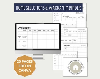Home Construction Selections & Warranty Binder, Room by Room Home Project Planner, Construction Binder
