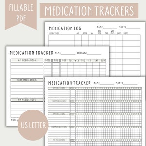 Dagelijkse medicatietracker, maandelijks medicatielogboek, medische planner invulbare PDF-afdrukbaar, direct downloaden