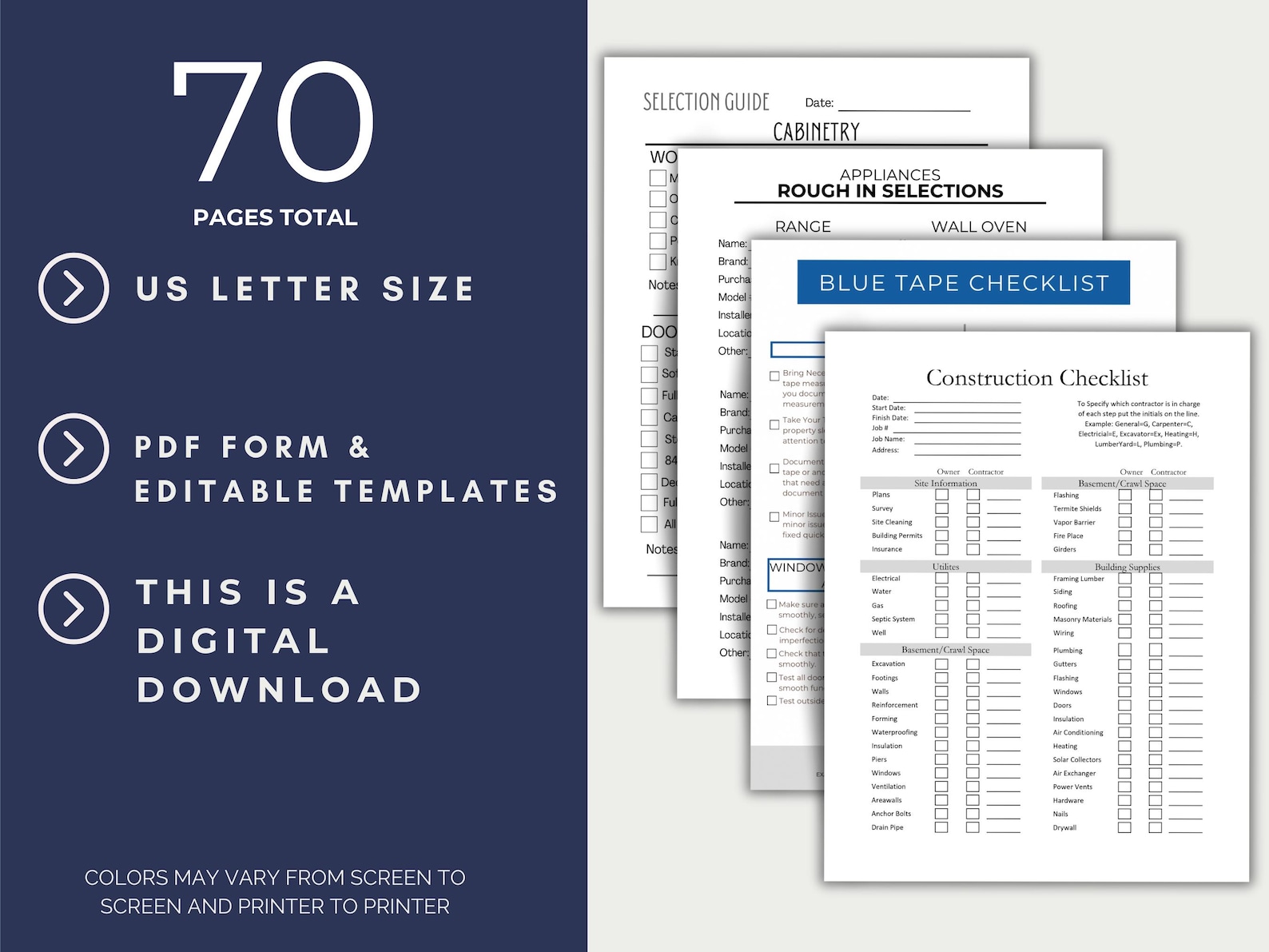Ultimate Construction Checklist EDITABLE Bundle, Construction ...