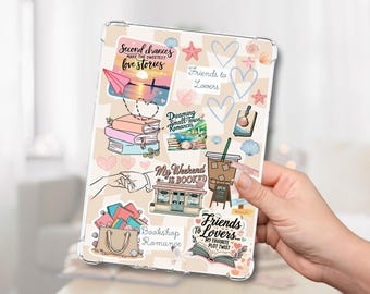 Beach Town Romantik Aufkleber Collage Kindle Insert, kleine Stadt Freunde für Liebhaber, Kindle Dekoration, süßes Zubehör für Kindle und Kobo